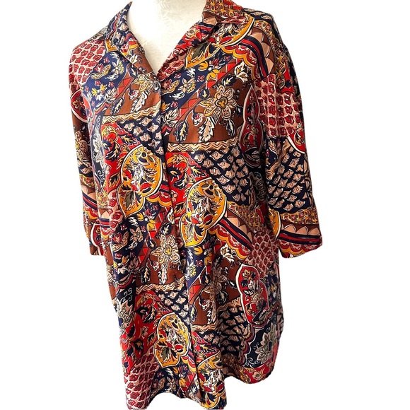 Vintage Top Button-up geometric Blouse Size XL - Picture 7 of 7